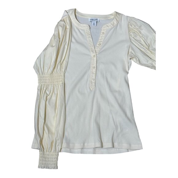 NEW Studio Park Womens XS White Button-Up Long Balloon Sleeve Top Boho Chic - Picture 8 of 16